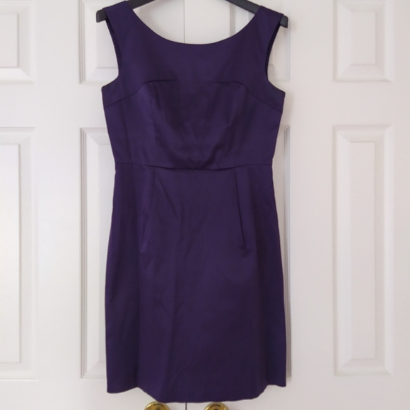 Club Monaco Purple Satin Cocktail Low Back Dress - Picture 6 of 8